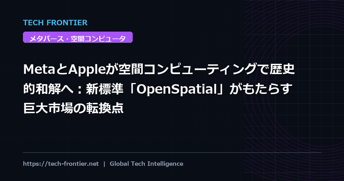 MetaとAppleが空間コンピューティングで歴史的和解へ：新標準「OpenSpatial」がもたらす巨大市場の転換点